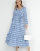 rosa Rochie Albastră Cloș cu Elastic în Talie Mosho