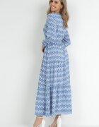 rosa Rochie Albastră Cloș cu Elastic în Talie Mosho