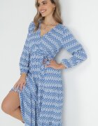 rosa Rochie Albastră Cloș cu Elastic în Talie Mosho