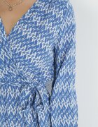 rosa Rochie Albastră Cloș cu Elastic în Talie Mosho