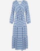 rosa Rochie Albastră Cloș cu Elastic în Talie Mosho