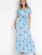 rosa Rochie Albastră Cloș Maxi cu cordon Aziza