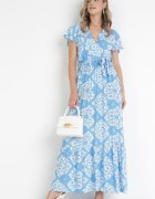 rosa Rochie Albastră Cloș Maxi cu cordon Aziza