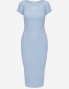 rosa Rochie Albastră cu croială mulată cu decupaj la spate și decolteu pătrat Vosalina