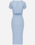 rosa Rochie Albastră cu croială mulată cu decupaj la spate și decolteu pătrat Vosalina