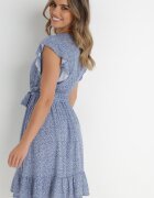 rosa Rochie Albastră cu Curea Rartho