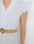 rosa Rochie albastră deschisă de bumbac Boho cu croială cloș cu centură cu cataramă Iffalisse