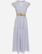 rosa Rochie Albastră din Bumbac Boho evazată cu curea și cataramă Iffalisse