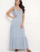 rosa Rochie Albastră Din bumbac Maxi Fără mâneci Lorenis
