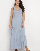 rosa Rochie Albastră Din bumbac Maxi Fără mâneci Lorenis