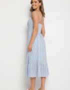 rosa Rochie Albastră Evazată cu bretele cu nasturi cu viscoză Efrinelle
