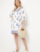 rosa Rochie Albastru-Crem în Stil Boho cu Viscoză Davivara