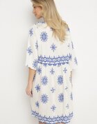 rosa Rochie Albastru-Crem în Stil Boho cu Viscoză Davivara