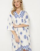 rosa Rochie Albastru-Crem în Stil Boho cu Viscoză Davivara