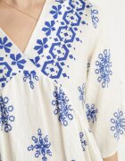 rosa Rochie Albastru-Crem în Stil Boho cu Viscoză Davivara