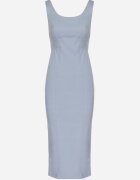 rosa Rochie albastru deschis cu bretele din viscoză cu croi creion cu șliț Tirbia