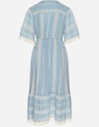 rosa Rochie Albastru Deschis Din Bumbac Boho cu Croială Evazată cu Șnur și Broderie Korithira