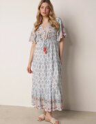 rosa Rochie Albastru deschis Maxi cu elastic și șnur cu ciucuri în talie Maryse