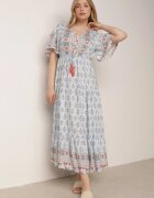 rosa Rochie Albastru deschis Maxi cu elastic și șnur cu ciucuri în talie Maryse