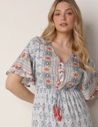 rosa Rochie Albastru deschis Maxi cu elastic și șnur cu ciucuri în talie Maryse