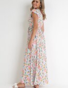 rosa Rochie albastru deschis petrecută cu elastic în talie cu flori Pive