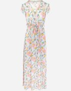 rosa Rochie albastru deschis petrecută cu elastic în talie cu flori Pive