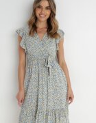 rosa Rochie Albastru-Galben cu curea Katista