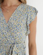 rosa Rochie Albastru-Galben cu curea Katista
