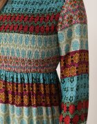 rosa Rochie Albastru-Roșu Maxi cu Top Încrețit și Mânecă Lungă Haari