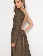 rosa Rochie Aurie Maxi cu croială asimetrică cu lănțișor Verdisa