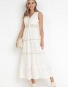 rosa Rochie bej brodată maxi Fizz