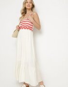 rosa Rochie Bej Cloș cu bretele din viscoză decorată cu broderii Efradea
