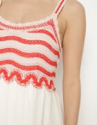 rosa Rochie Bej Cloș cu bretele din viscoză decorată cu broderii Efradea