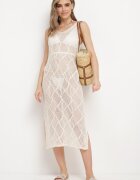 rosa Rochie Bej Croșetată Fără Mâneci Mulată Cotta