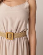 rosa Rochie Bej cu Curea Chrysaleia