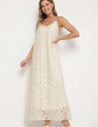 rosa Rochie Bej cu Viscoză Croială trapezoidală cu bretele Silarelle