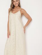 rosa Rochie Bej cu Viscoză Croială trapezoidală cu bretele Silarelle