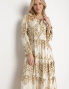 rosa Rochie Bej cu Viscoză cu croi evazat cu nasturi Ilovella