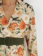 rosa Rochie Bej deschis cu Cordon și Elastic în Talie Samiro