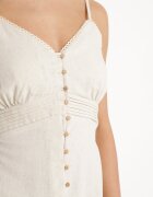 rosa Rochie bej deschis din bumbac cu croială evazată cu bretele și nasturi Firbia