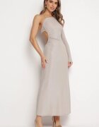rosa Rochie Bej deschis Maxi cu Croială Asimetrică cu Lanț Verdisa