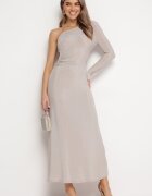 rosa Rochie Bej deschis Maxi cu Croială Asimetrică cu Lanț Verdisa