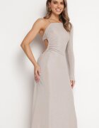 rosa Rochie Bej deschis Maxi cu Croială Asimetrică cu Lanț Verdisa