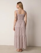 rosa Rochie bej deschisă evazată cu bretele florală Hasana