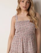 rosa Rochie bej deschisă evazată cu bretele florală Hasana