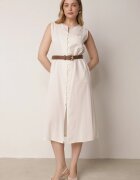 rosa Rochie Bej din Bumbac și Vâscoză Decorată cu Curea Luven