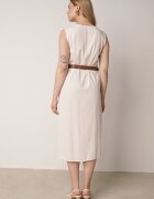 rosa Rochie Bej din Bumbac și Vâscoză Decorată cu Curea Luven