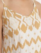 rosa Rochie Bej din Viscoză cu Bretele Reglabile și Imprimeu Geometric Vididia