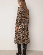 rosa Rochie bej evazată din viscoză cu imprimeu leopard și centură Aliri