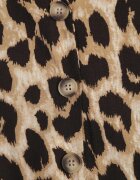 rosa Rochie bej evazată din viscoză cu imprimeu leopard și centură Aliri